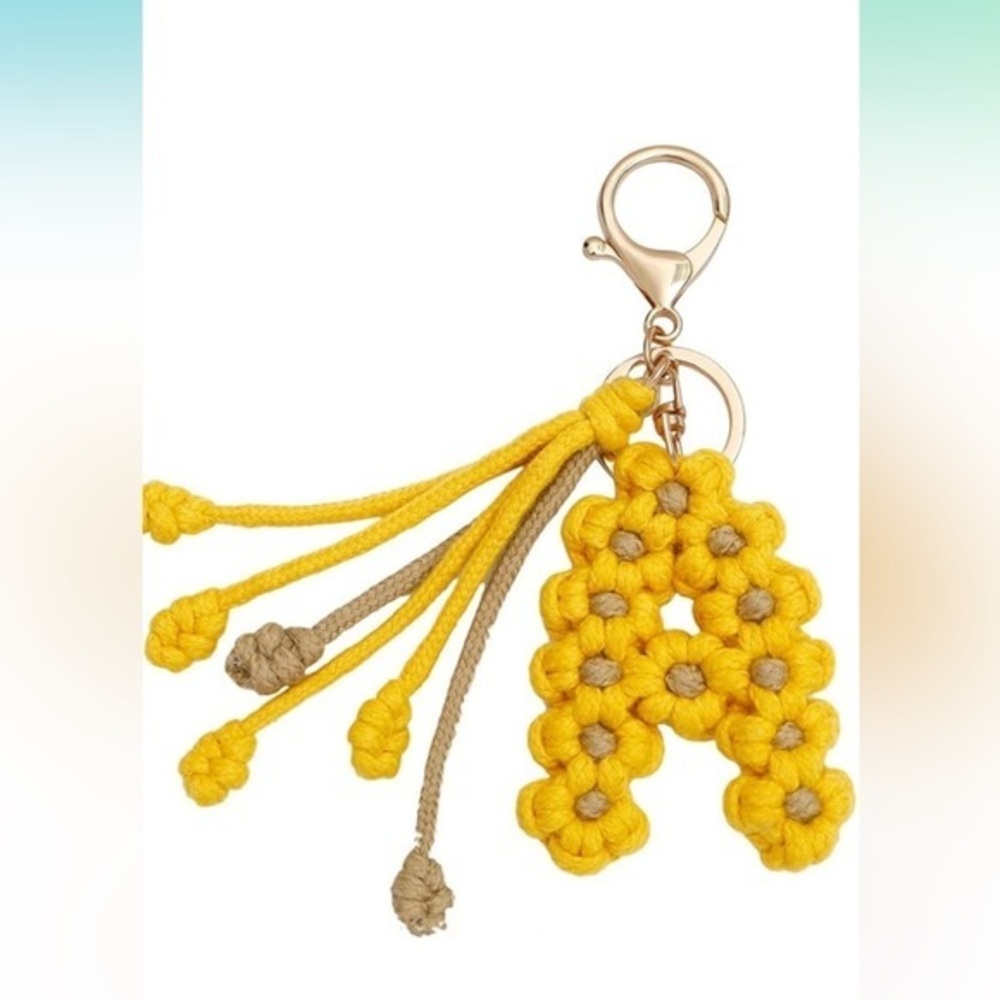 INITIAL LETTER Unique Keychain letter “A”Macrame Weave  Keychain